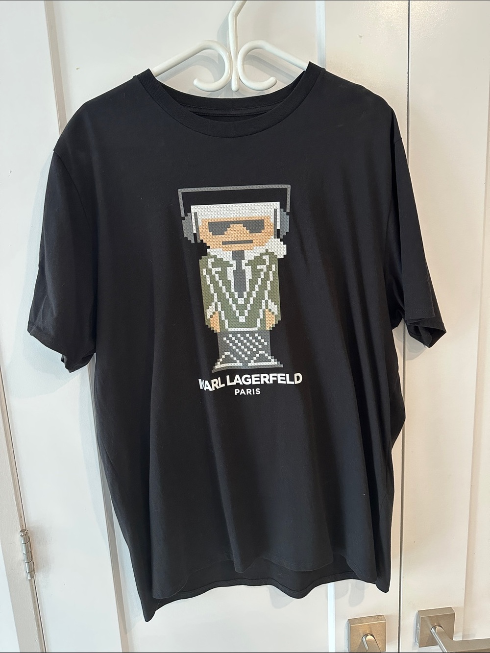 Authentic Karl Lagerfeld Men’s Black Graphic Pixel Character Tee - Size XL